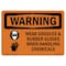 Signmission OSHA, Wear Goggles & Rubber Gloves Chemicals, 14in X 10in Rigid Plastic, 14" W, 10" H, Landscape OS-WS-P-1014-L-12914 - alternate 1